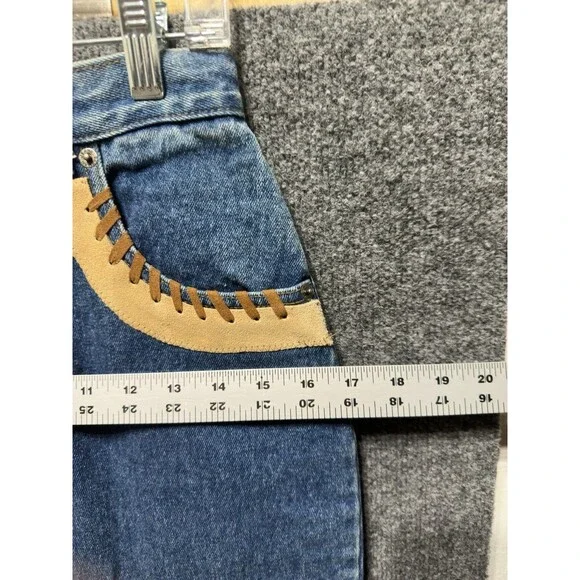 Vintage SapMan Western 80’s Denim Fringe Skirt Midi W/ Poncho Size 5/6 - Picture 6 of 13